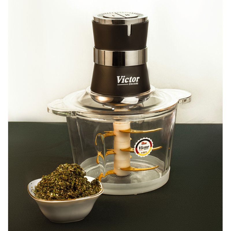 خردکن ویکتور VK-1006CH: 900 وات، 9 تیغه تیتانیوم، 2 کاسه پیرکس و استیل